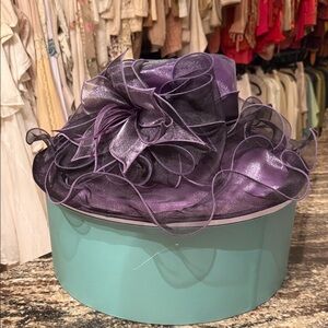 Women's Decorative Purple Organza Occasion Hat